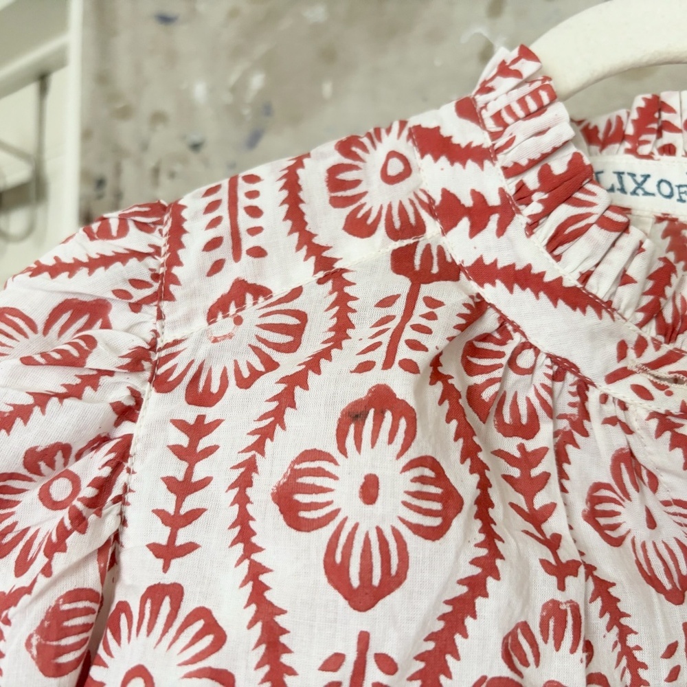 Alix Of Bohemia Red Floral Button Down Blouse - image 2